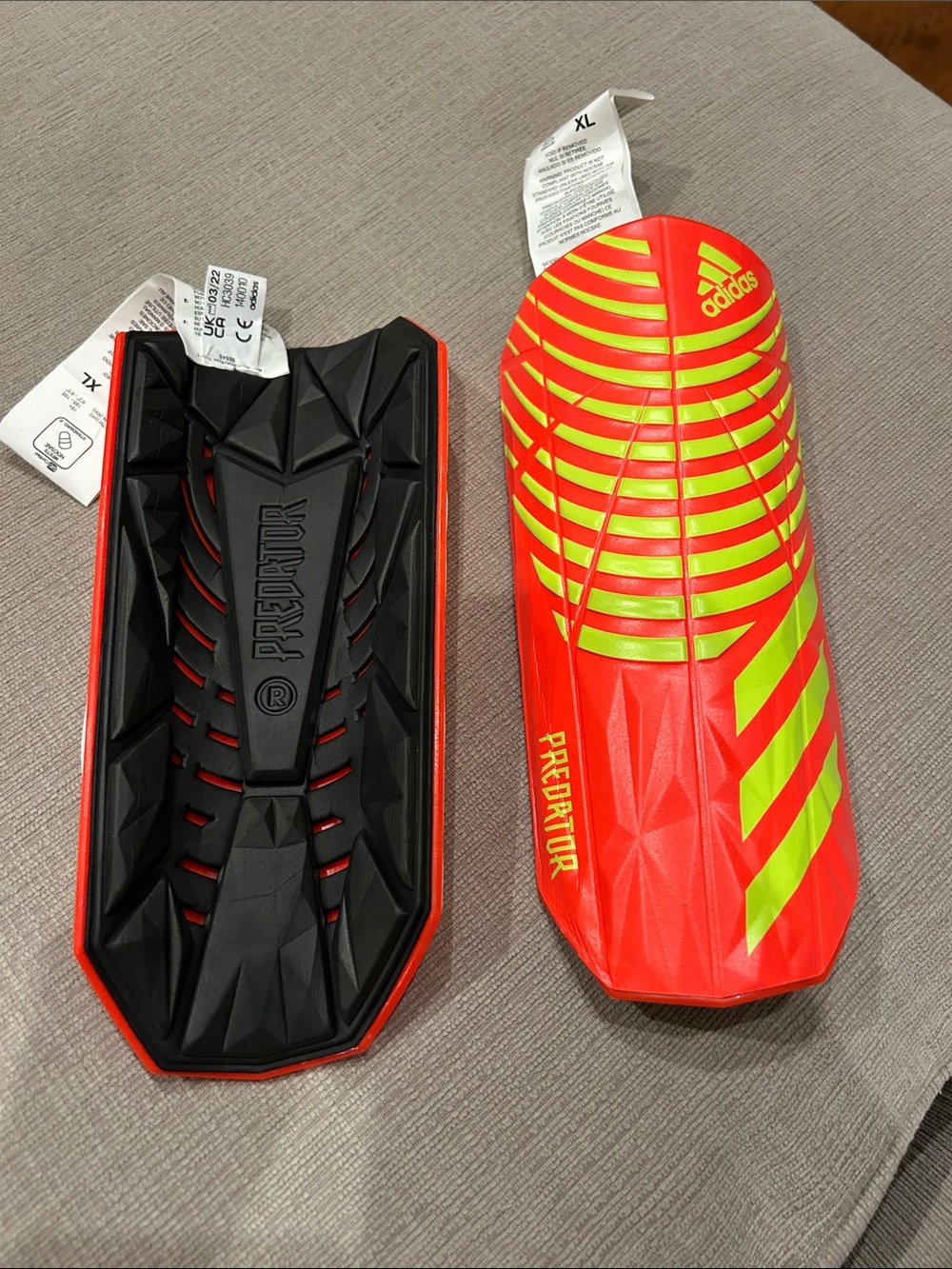 adidas Predator Shin Guards in Red with Yellow Accents image 3